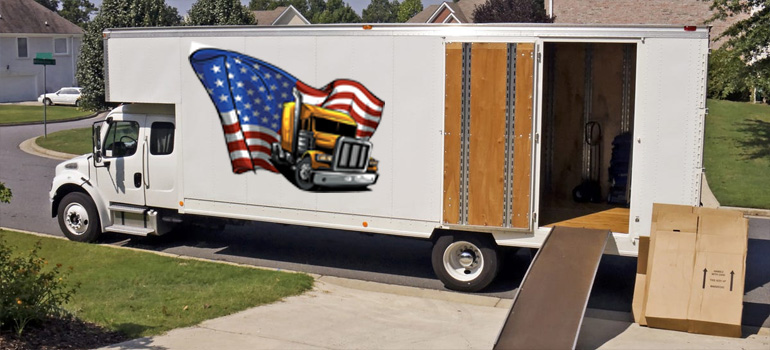 Rockstar moving truck on the street